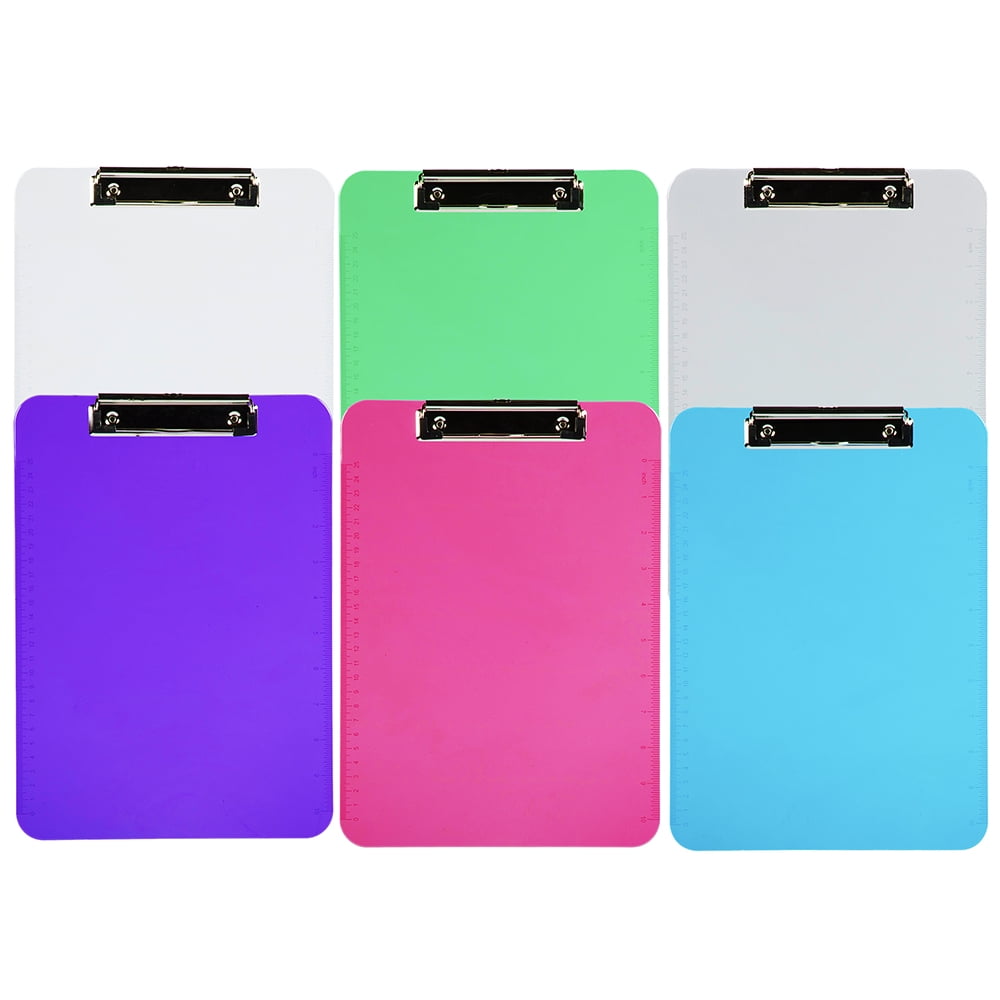 JAM Paper Plastic Clip Boards, Multicolor Clipboards, 9 x 12.5 in, 6 per Pack