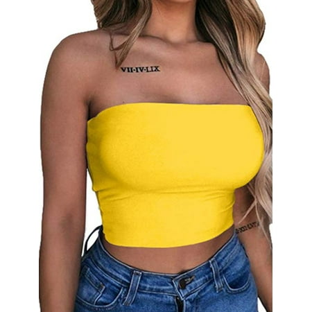 

LisenraIn Women Off Shoulder Elastic Tube Bra Blouse Strapless Crop Top Shirt