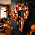 thumbnail image 3 of HWRETIE Halloween Ghost Maple Leaf Wreath,Party Scene Wreath,Maple Leaf Ribbon Door Hanging, 3 of 8