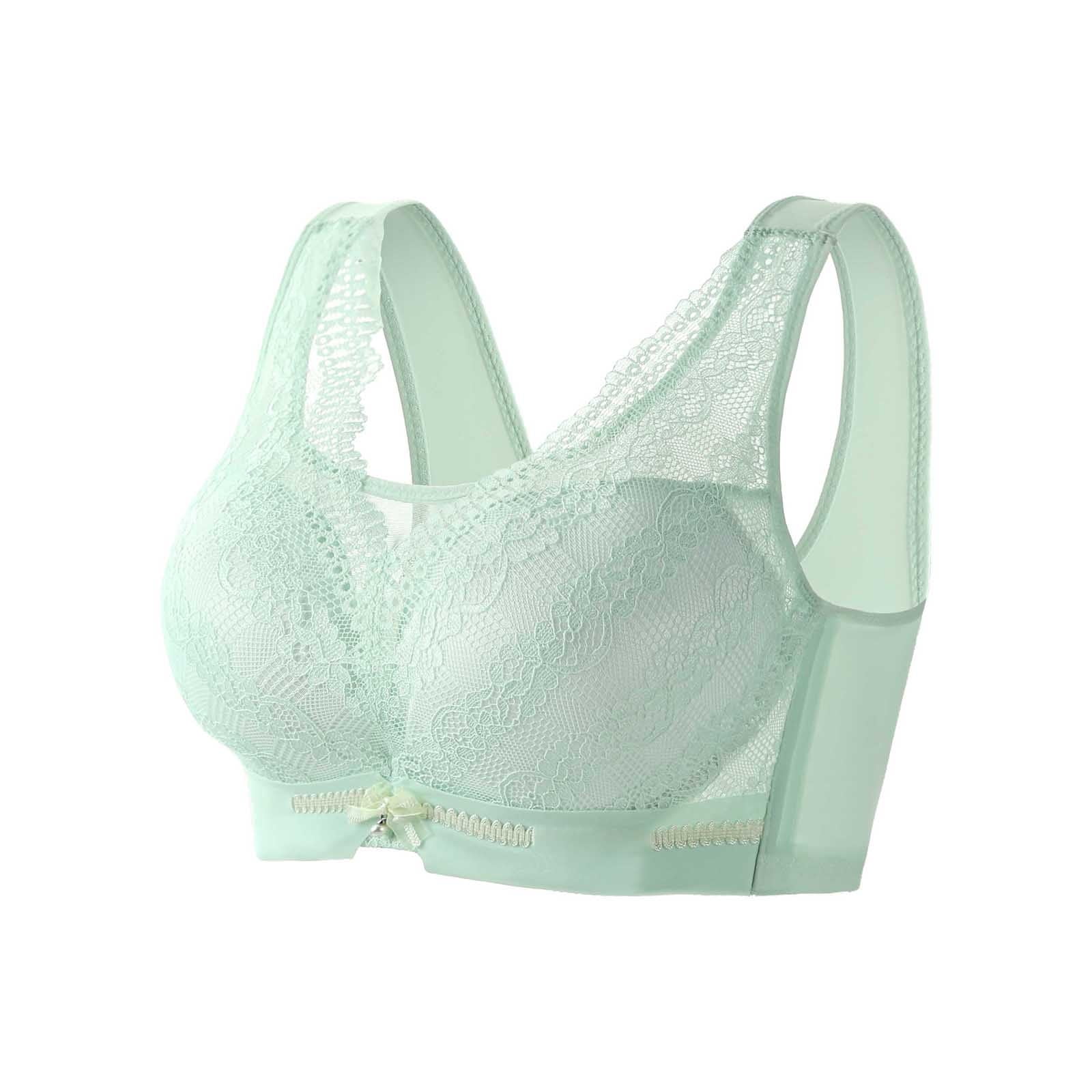 Timegard Summer Bras for Women Wirefree Flower Lace Full Coverage Wide Strap Comfortable Everyday Bra