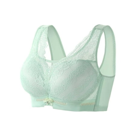 Comfort Bras for Women Lightly Lined Bra Feature V-Neck Demi & Balconette Bra Style W-99 Hook and Eye Closure Bras Push Up Green S