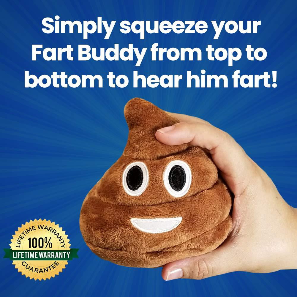 Makes 7 Funny Fart Sounds Simply Squeeze Far... Poop Emoji Farting Plush Toy 