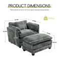 thumbnail image 2 of KYLE & KAY Deep Seat Sofa Couch, Comfy Cloud Couch with Thick Armrests and Ottoman, Single Sofa Bed for Living Room, Bedroom, Office, Dark Grey, 2 of 7