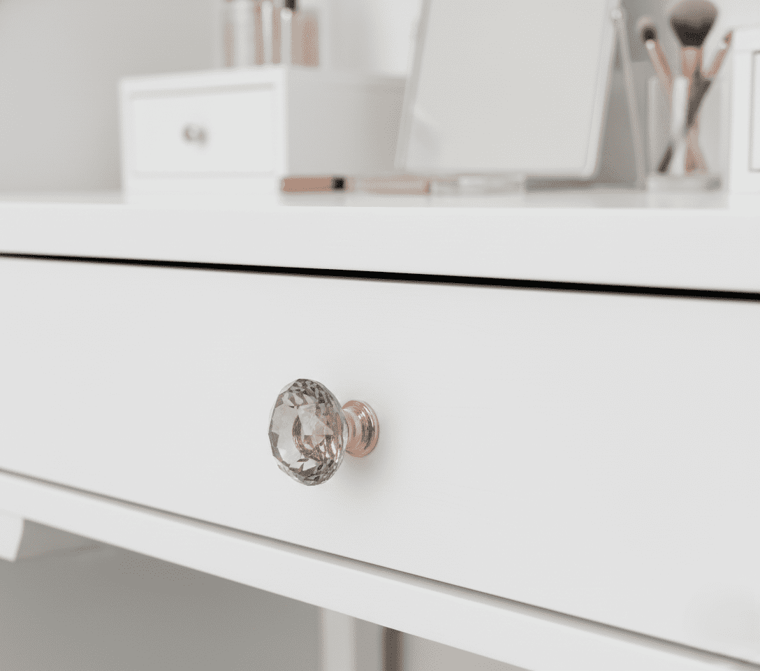 Boahaus Rose Gold Crystal Cabinet Knobs, 1 Inch - Set of 10 Stylish Drawer Pulls for Cabinets, Dressers, Vanities