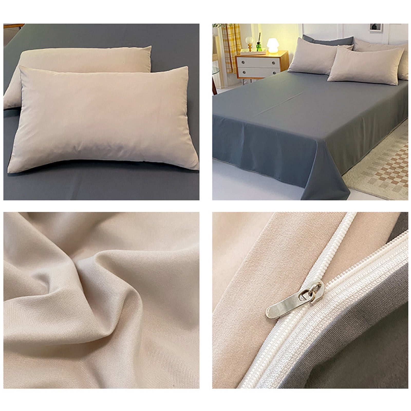 4 Piece Bed Sheets 71x87in Bedding Set with Duvet Cover Fitted Sheet 2 Pillowcases Soft Washed Polyester Wrinkle Free Easy Care by PALIFEUR
