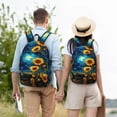 thumbnail image 6 of Balery Vintage Starry Sky Sunflower Vintage Canvas Backpack for Men and Women - Large Capacity, Durable Travel Laptop Bag for School, Work, Hiking, and Outdoor Activities-Small, 6 of 7