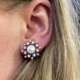 thumbnail image 4 of Ladies Small Fresh Pearl Zircon Snowflake Earrings Fashion Temperament Jewelry, 4 of 6