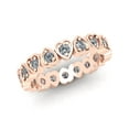 thumbnail image 2 of Natural .60Ct Round Cut Brilliant Diamond Heart Women's Anniversary Wedding Eternity Band Ring Solid 18k Rose Gold F VS2, 2 of 3