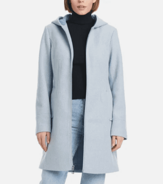 Vince Camuto Ladies' Faux Wool Hooded Full-Zip Jacket Blue XL