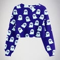 thumbnail image 2 of Moxiu Halloween Ghost Sweaters for Women Crop Sweatshirt 2025 Fall Halloween Lantern Long Sleeve Pullover Spooky Season Sweatshirt Dark Blue,M, 2 of 3