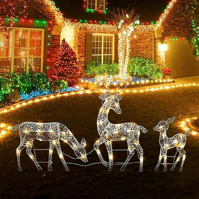 Luces navideñas de metal para exteriores para celebraciones festivas en jardines, fiestas y inviernos Decoración de patio con renos LED brillantes