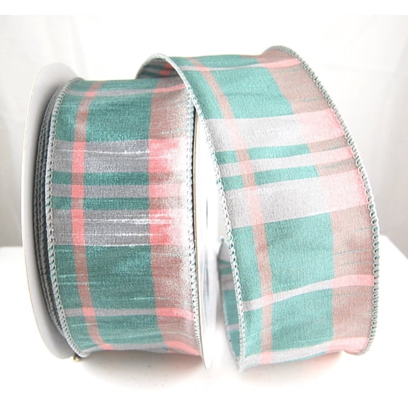 Wired Agatha Dupione Blue and Pink Ribbon 2 1/2" - 25 Yards …