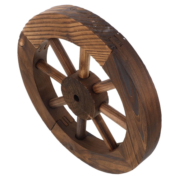 Toyvian Vintage Brown Wooden Wagon Wheel Decoration for Rustic Home and Garden, 1 Piece Rustic Wall Art