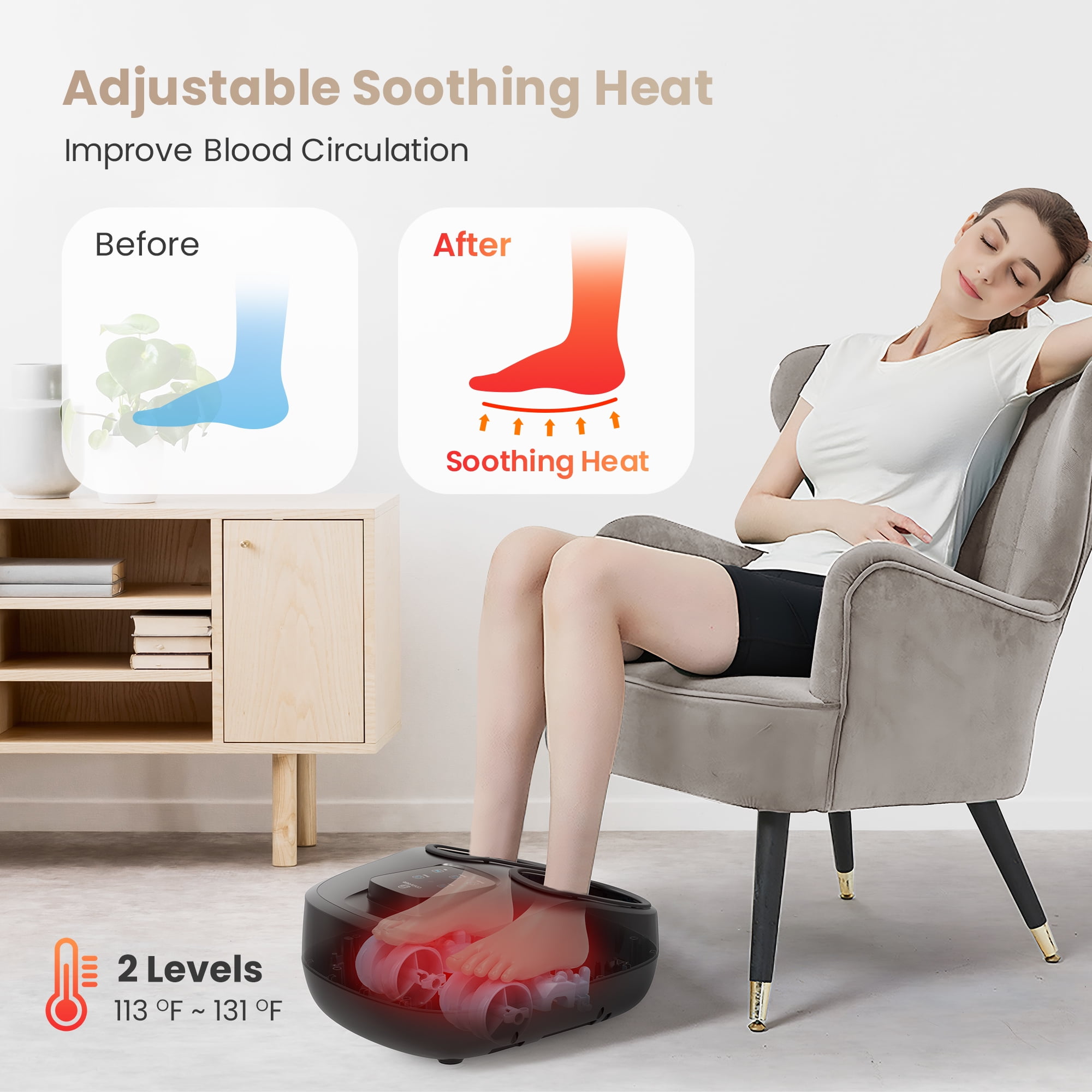Comfier Foot Massager Machine with Heat, Shiatsu Foot Massager for Blood Circulation up to size 13, Gifts