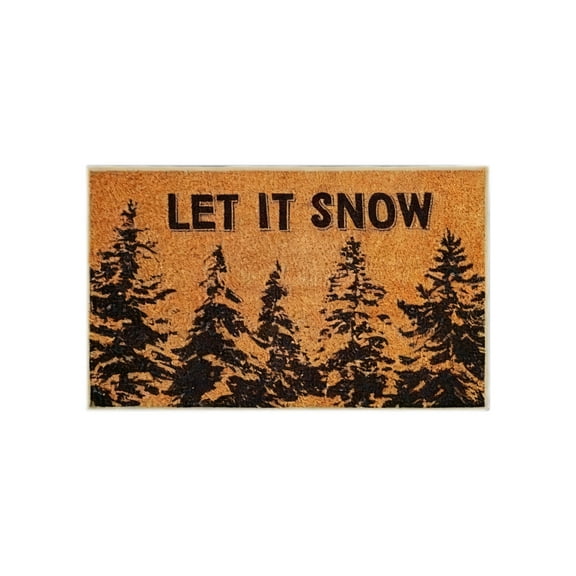 Christmas Tree Door Mat - Let It Snow Doormat Winter Entry Rug, Polyester Welcome Mat for Hallway, Porch, Office, Indoor Outdoor Holiday Decor