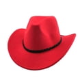 thumbnail image 3 of Sunshuilll Western Cowboy Fedora Hat for Outdoor Adventure and Everyday Wear, Red, One Size, 3 of 3