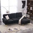 thumbnail image 4 of 85" Sectional Sofa, Modern L-Shape Modular Sectional Sofa, Three-Seat Sleeper Couch with Chenille Fabric and Metal Feet for Living Room, Apartment, Office, Black, 4 of 7