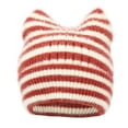 thumbnail image 1 of Gorro de lana con orejas de rayas y forma de pan al vapor para niños, gorro de invierno grueso con protección para las orejas, gorro de mujer, 1 of 2