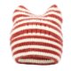 thumbnail image 1 of Gorro de lana con orejas de rayas y forma de pan al vapor para niños, gorro de invierno grueso con protección para las orejas, gorro de mujer, 1 of 2