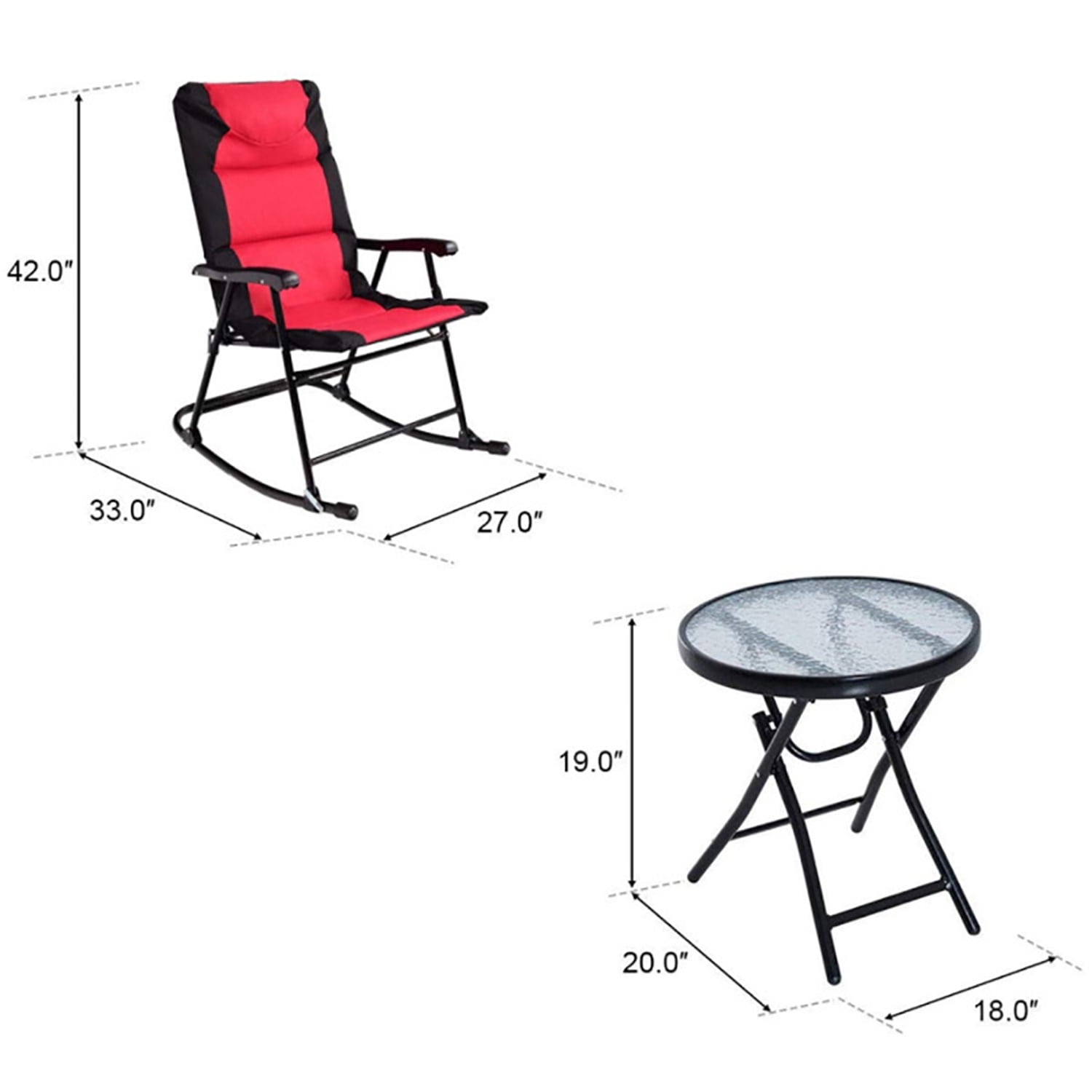 Aimee Lii 3 Pieces Folding Portable Zero Gravity Reclining Lounge Chairs Table Set, Wicker Patio Furniture