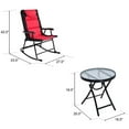 thumbnail image 2 of Resenkos Resenkos 3 Pieces Folding Rocking Chair Outdoor Side Table Set of 3 with Cushion, Black&Red, 2 of 3