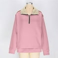 thumbnail image 2 of Lmnyox Solid Half Zip Sweatshirts for Women Sherpa Fleece Lined Long Sleeve Collared Pullover Winter Thermal Tops, 2 of 7