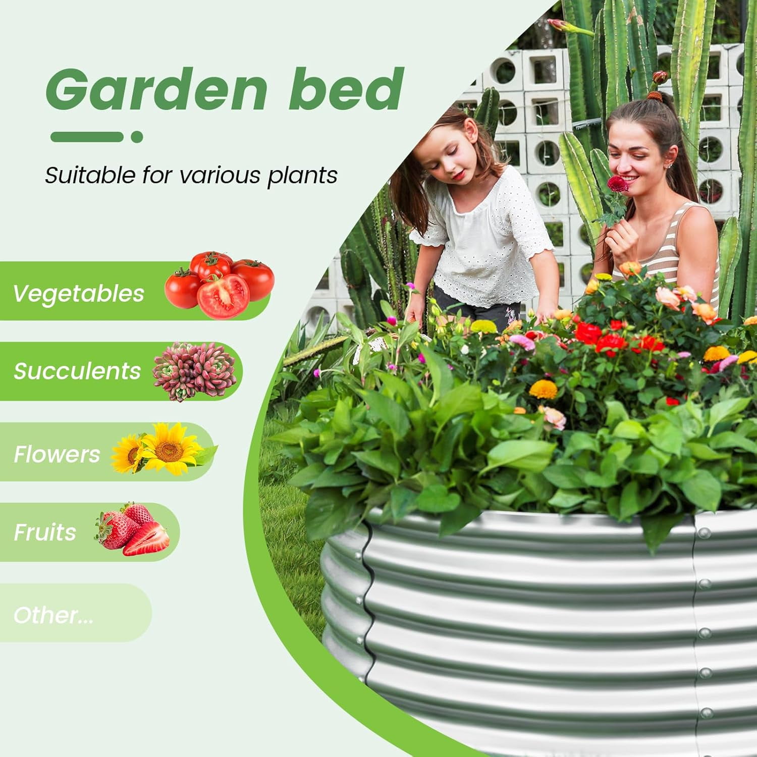 Land Guard 3 Pack 4x4x2ft Raised Round Garden Beds Outdoor, Easy Assembly Durable 2ft Tall Galvanized Metal Planter Box silvery
