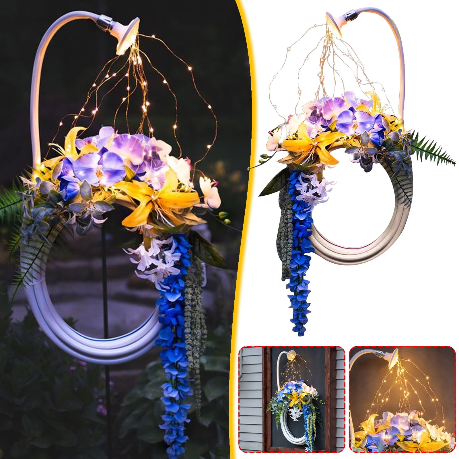 BeforeyaynStar Type Shower Garden Art Light Decoration Outdoor Hose Garland Lights