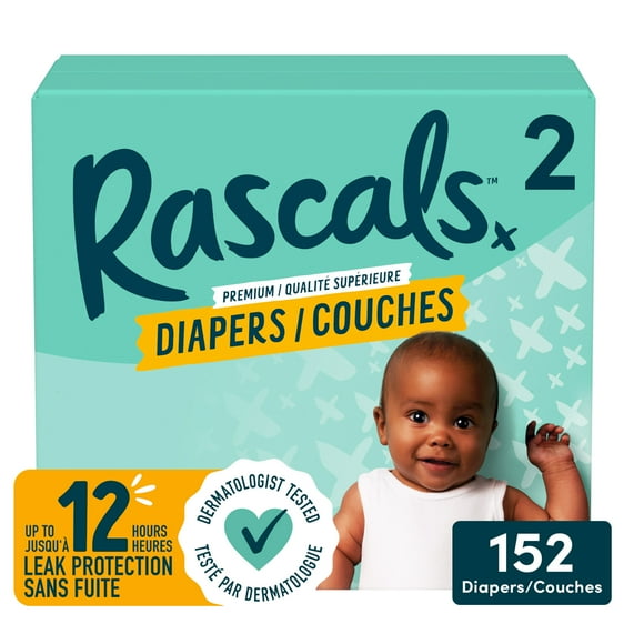 Couches Rascals Premium, Taille 2, 152 unités