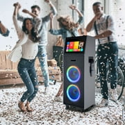 4000W Dual 10 Woofers 14.1'' Touchsreen Karaoke Machine Portable Bluetooth Speaker 2 Wireless Mic