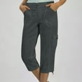 thumbnail image 5 of ABATAB Womens Capris with Pockets Loose Fit Casual Capri Pants Dressy Lightweight Baggy Cargo Cropped Trousers for Hiking, 5 of 7