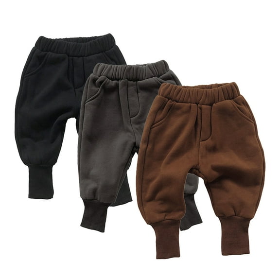 Godderr Kids Baby Boys Boys Girls Winter Pants 2-7Y Toddler Thick Trousers Elastic Waist Casual Active Pants Warm Autumn Winter Fleece Sweatpants