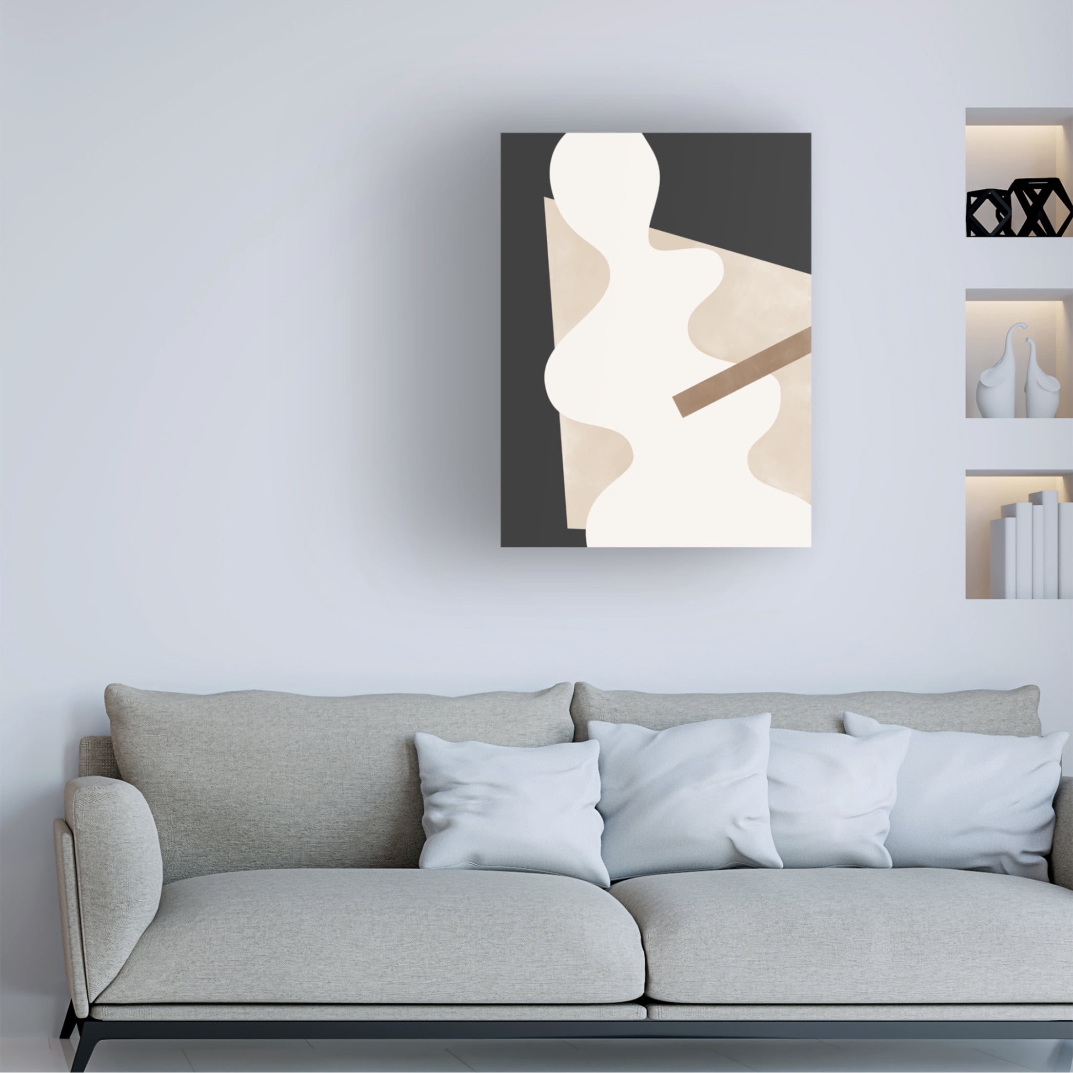 Trademark Fine Art Elena Ristova Beige Graphic Curves Art Canvas Wall Art