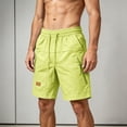 thumbnail image 2 of Besolor Men's Cargo Shorts Wide Leg Casual Loose Outdoor Running Hiking Drawstring Elastic Waist Knee Length Shorts with Pockets(3X-Large,Green), 2 of 7