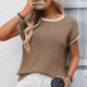 thumbnail image 4 of Tejiojio Women's Ribbed Knit Top Ruffled Trim Round Neck Short Sleeve Casual Summer Blouse, 4 of 7