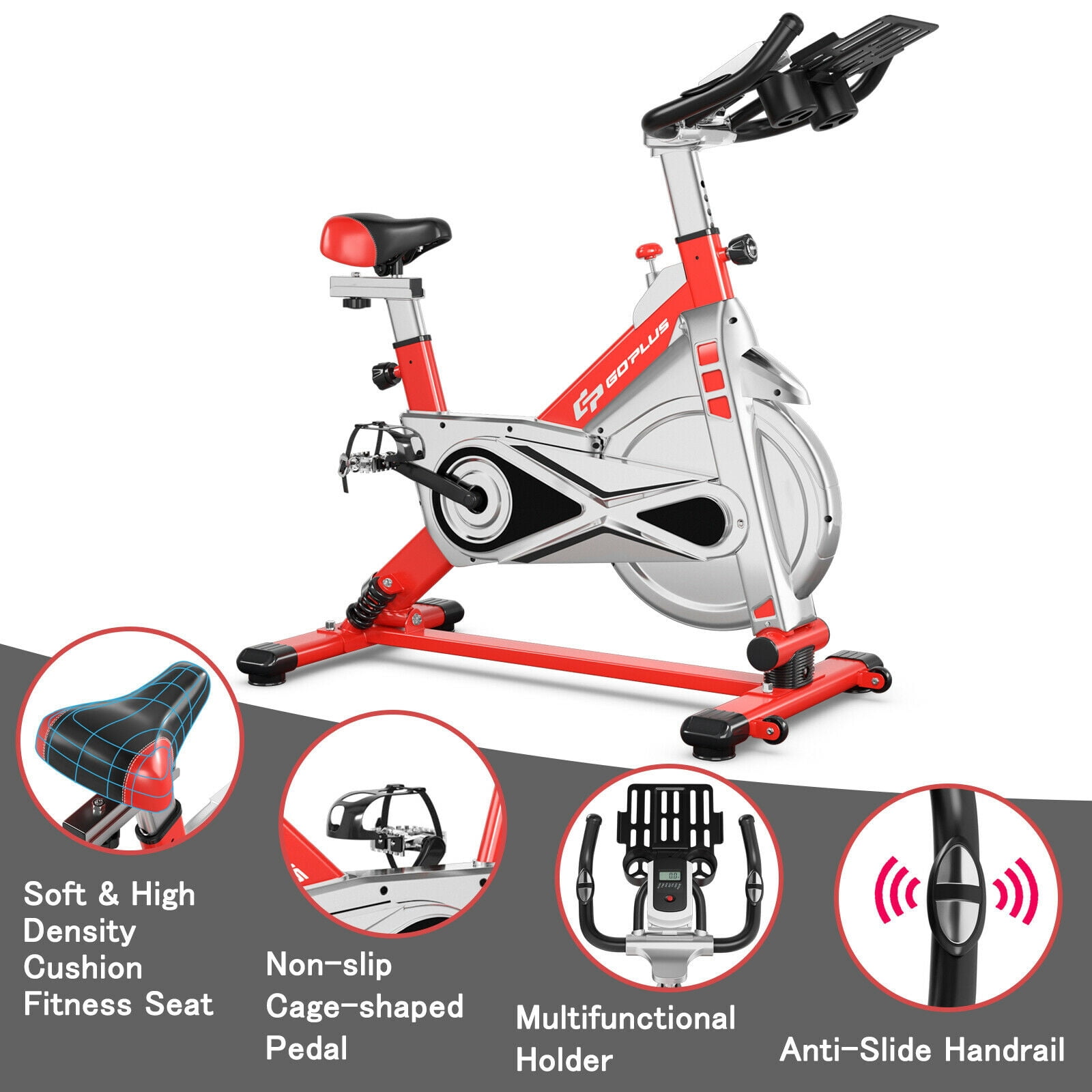 Goplus Spinning Cardio Exercise Bike Indoor Stationary Bicycle with Large Holder Black Walmart
