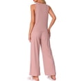 thumbnail image 3 of Conjunto de pijama de tank top para mujer INSPIRE CHIC, pantalones de pierna ancha de punto waffle, conjunto de 2 piezas, XS, rosa, 3 of 5