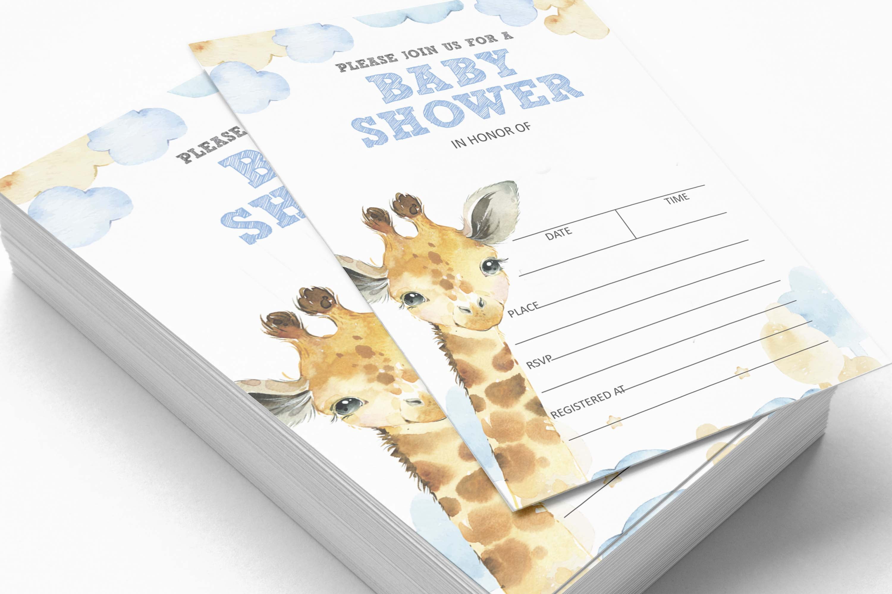 Inkdotpot Set Of 30Giraffe Baby Shower Invitations-Diaper Raffle Tickets And Baby Shower Book Request Cards Jungle Animals Invites Its A Boy Its A Girl