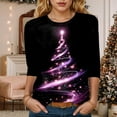 thumbnail image 2 of Dmsael Christmas T Shirt Womens Fall T-Shirts Christmas Shirts 3/4 Length Sleeve Women Tops Cute Chrismas Tree Graphic Tees Pink,S, 2 of 4