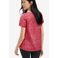 thumbnail image 2 of ellos Women's Plus Size Keyhole Tee - 22/24, Radiant Red White Print, 2 of 4