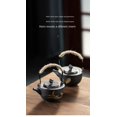 thumbnail image 3 of Japanese Retro Stoneware Ceramic Kung Fu Tea Set Teapot With Stainless Steel Screen Filter Silver Spot Loop-Handled Teapot, 3 of 8