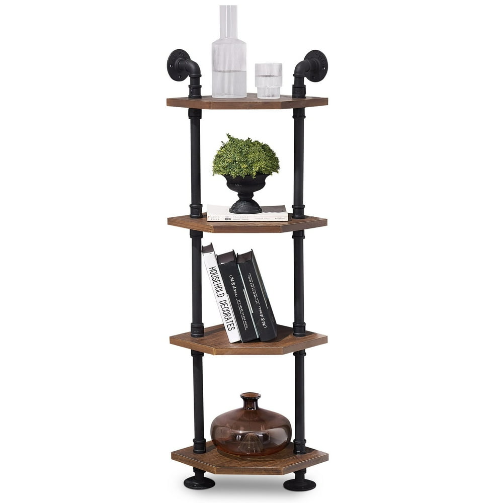 Ivinta Industrial Wall Mount Pipe Shelves, 4Tier Corner Shelf with
