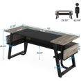 thumbnail image 2 of Tribesigns 63 Inches Computer Desk with Bottom Shelves, Large Executive Desk Business Workstation for Home Office, Gray & Black, 2 of 5