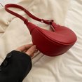 thumbnail image 2 of Bolso de media luna de PU para mujer bolso de hombro a la moda bolso de bola de masa con cierre de cremallera de Color sólido, 2 of 9