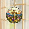 thumbnail image 4 of Flower Suncatcher Faux Stained Glass Window Hanging - Christ Wall Art with Bible Verse, Religious Home Decor Gift for Holidays & Special Occasions, 4 of 6