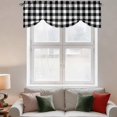 thumbnail image 3 of Tie Up Valances for Windows, Black White Plaid Adjustable Valance Curtains Window Treatment for Living Room, Gradient Geometric Buffalo Checkered Rod Pocket Kitchen Curtains & Drapes 42x18 Inch, 3 of 9