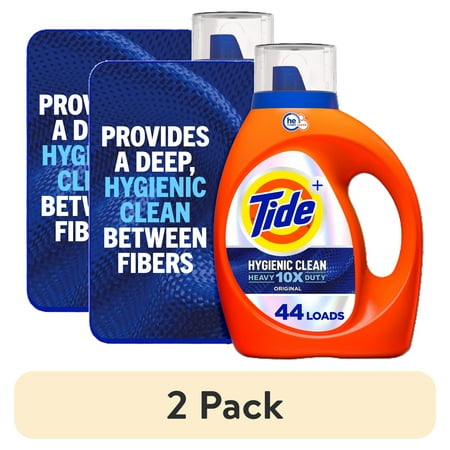 (2 pack) Tide Ultra Hygienic Clean Liquid Laundry Detergent, Original Scent, 63 fl oz, 44 Loads