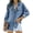 Light blue, variant on Women Button Down Denim Shirt Long Sleeve Roll Up Casual Oversized Jean Jacket Distressed Tunic Top