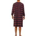 thumbnail image 3 of INSPIRE CHIC Plaid Nightshirt for Men's Loose Fit Henley Necklike Checked Sleep Gown Pajamas S Red Blue, 3 of 5