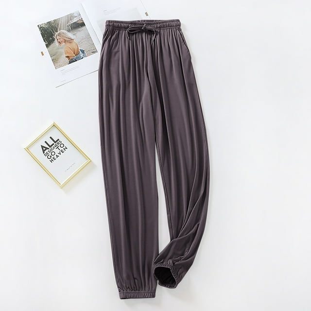 asjyhkr Womens Lightweight Joggers Elastic High Waisted Drawstring Modal Lounge Pants with Pockets